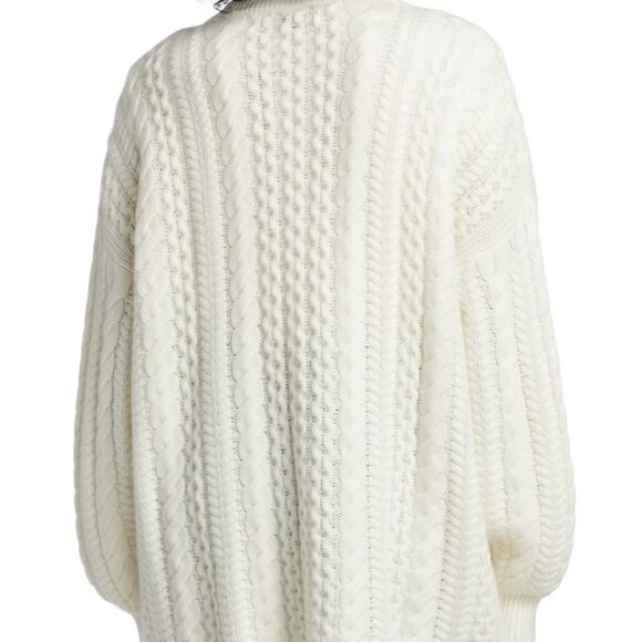 Naadam Women Oversized Wool & Cashmere Blend Cable Knit Cardigan Size M - Picture 3 of 11